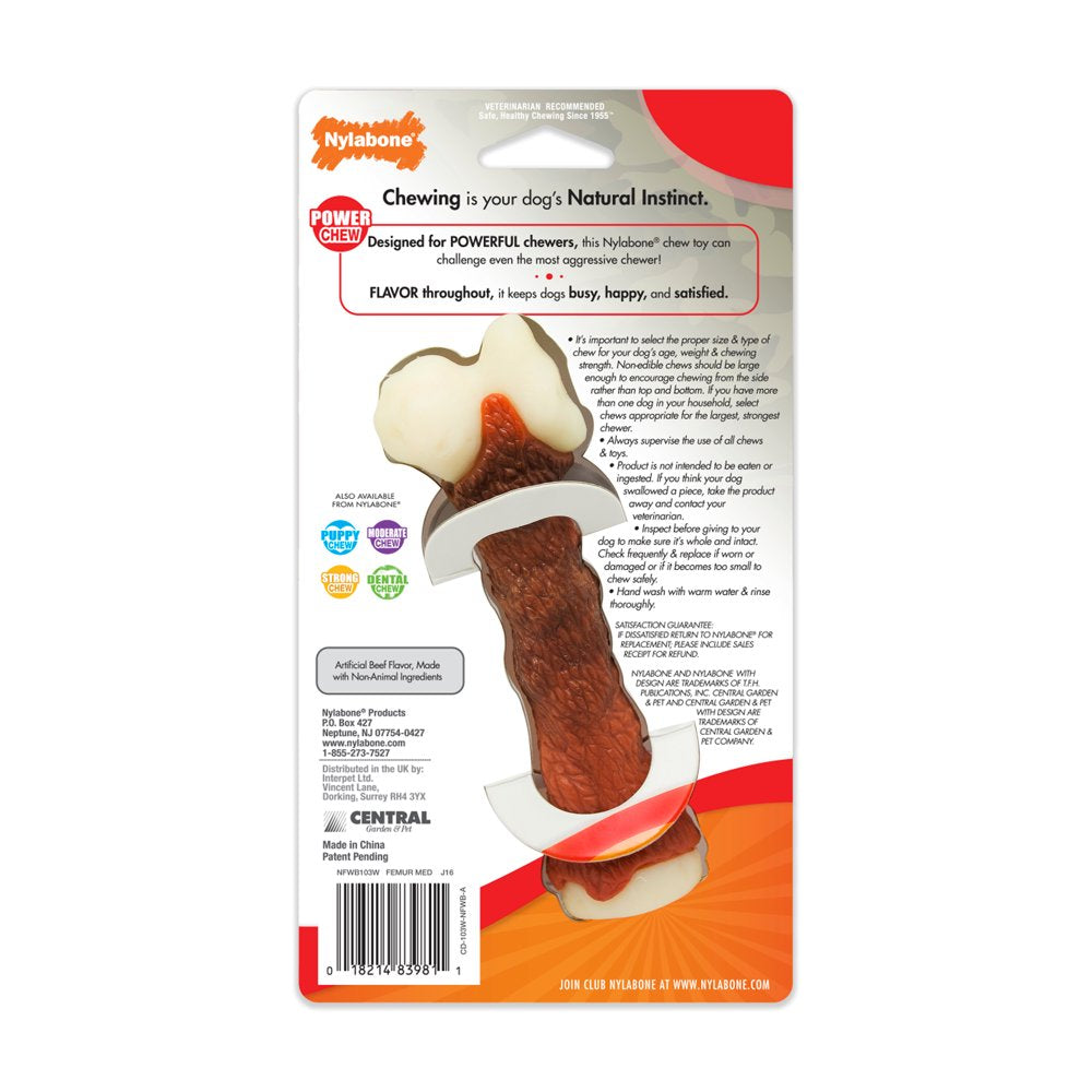 Nylabone Femur Bone Rawhide Alternative Power Chew Durable Dog Toy Beef Flavor Medium/Wolf - up to 35 Lbs. Animals & Pet Supplies > Pet Supplies > Dog Supplies > Dog Toys Central Garden and Pet   