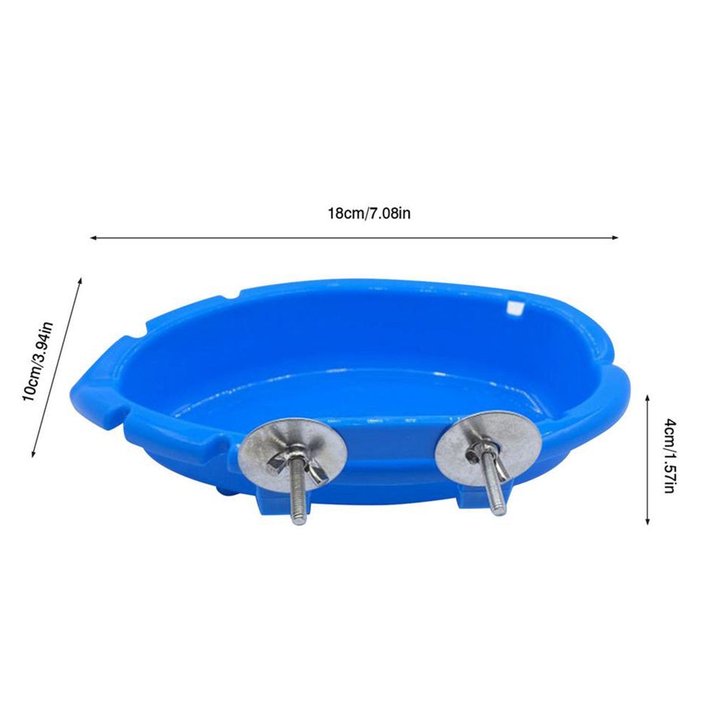 CABINHOME Bird Bath Basin with Mirror, Hanging Bird Bath Bath, Pets Small Birds Parrot Bird Cage Accessories, Parakeet Cockatiel Food Feeder Tray (Blue) Animals & Pet Supplies > Pet Supplies > Bird Supplies > Bird Cage Accessories CABINHOME   