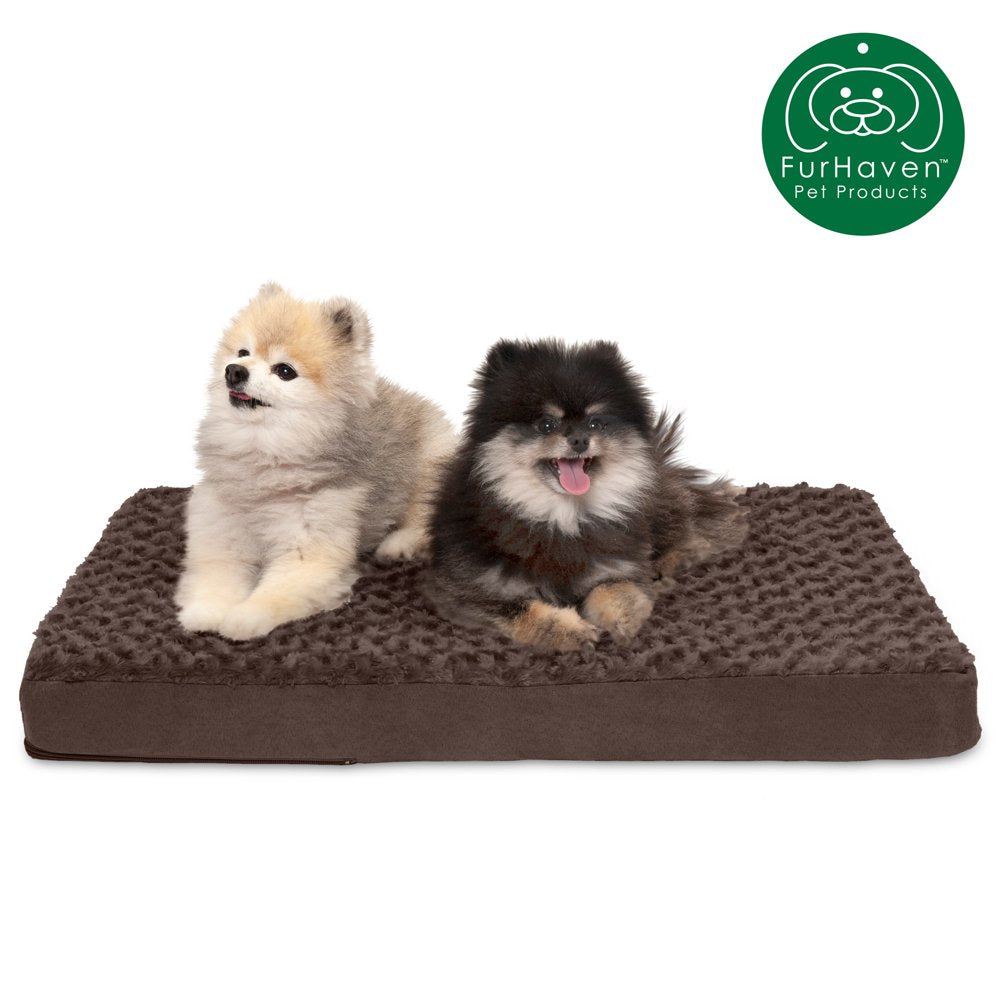 Furhaven Pet Products | Deluxe Memory Foam Ultra Plush Mattress Pet Bed for Dogs & Cats, Chocolate, Jumbo Animals & Pet Supplies > Pet Supplies > Cat Supplies > Cat Beds FurHaven Pet Cooling Gel Foam M Chocolate