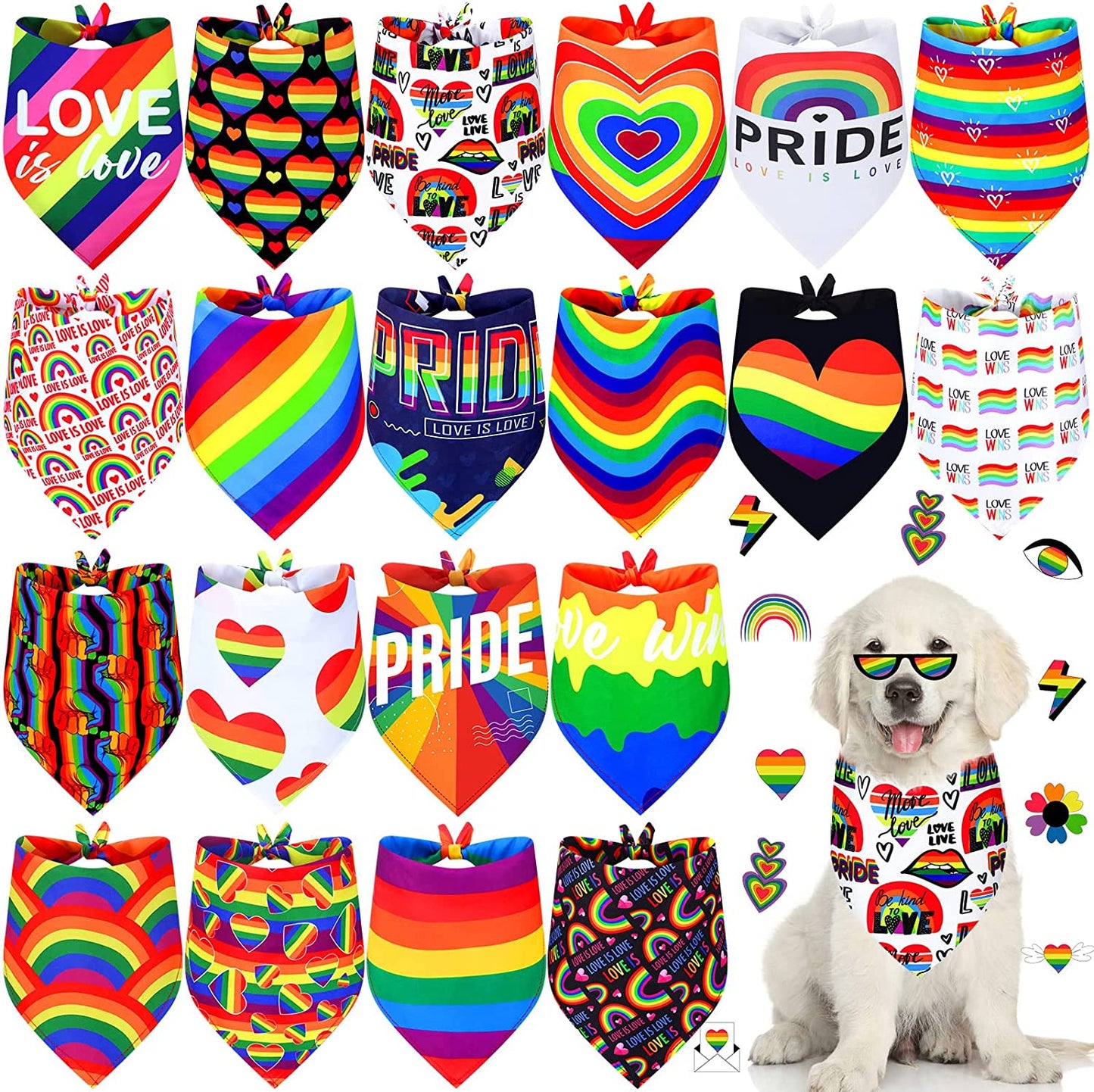 20 Pcs Easter Dog Bandana Easter Pet Scarf Washable Dog Triangle Bibs Rabbit Egg Carrot Pet Scarfs Adjustable Pet Triangle Washable Kerchief for Easter Dogs Cats (Rabbit, L) Animals & Pet Supplies > Pet Supplies > Dog Supplies > Dog Apparel Eccliy Rainbow L 