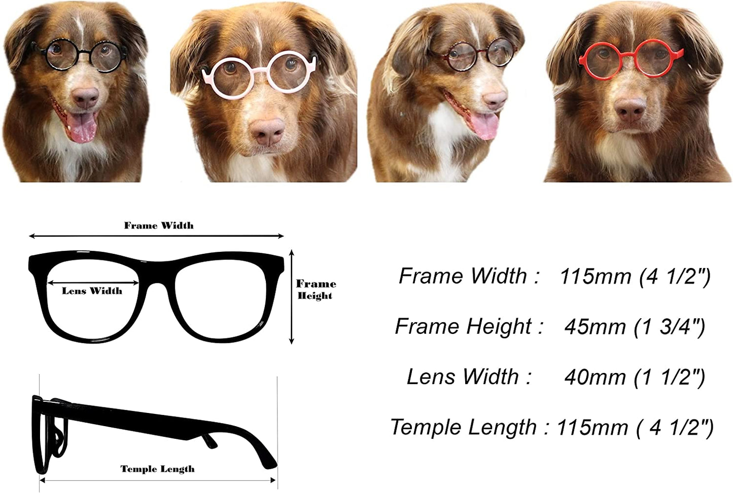 G003 Dog Pet round Costume Prop Glasses Sunglasses Medium Breeds 18-40Lbs (Round Black-Clear Lens) Animals & Pet Supplies > Pet Supplies > Dog Supplies > Dog Apparel Style Vault   