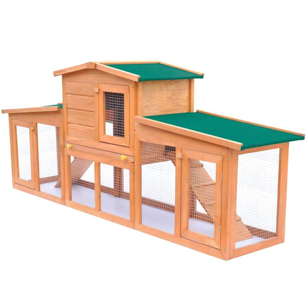 Vidaxl Outdoor Large Rabbit Hutch Wood Small Animal Habitat Cage Multi Colors Animals & Pet Supplies > Pet Supplies > Small Animal Supplies > Small Animal Habitats & Cages vidaXL   