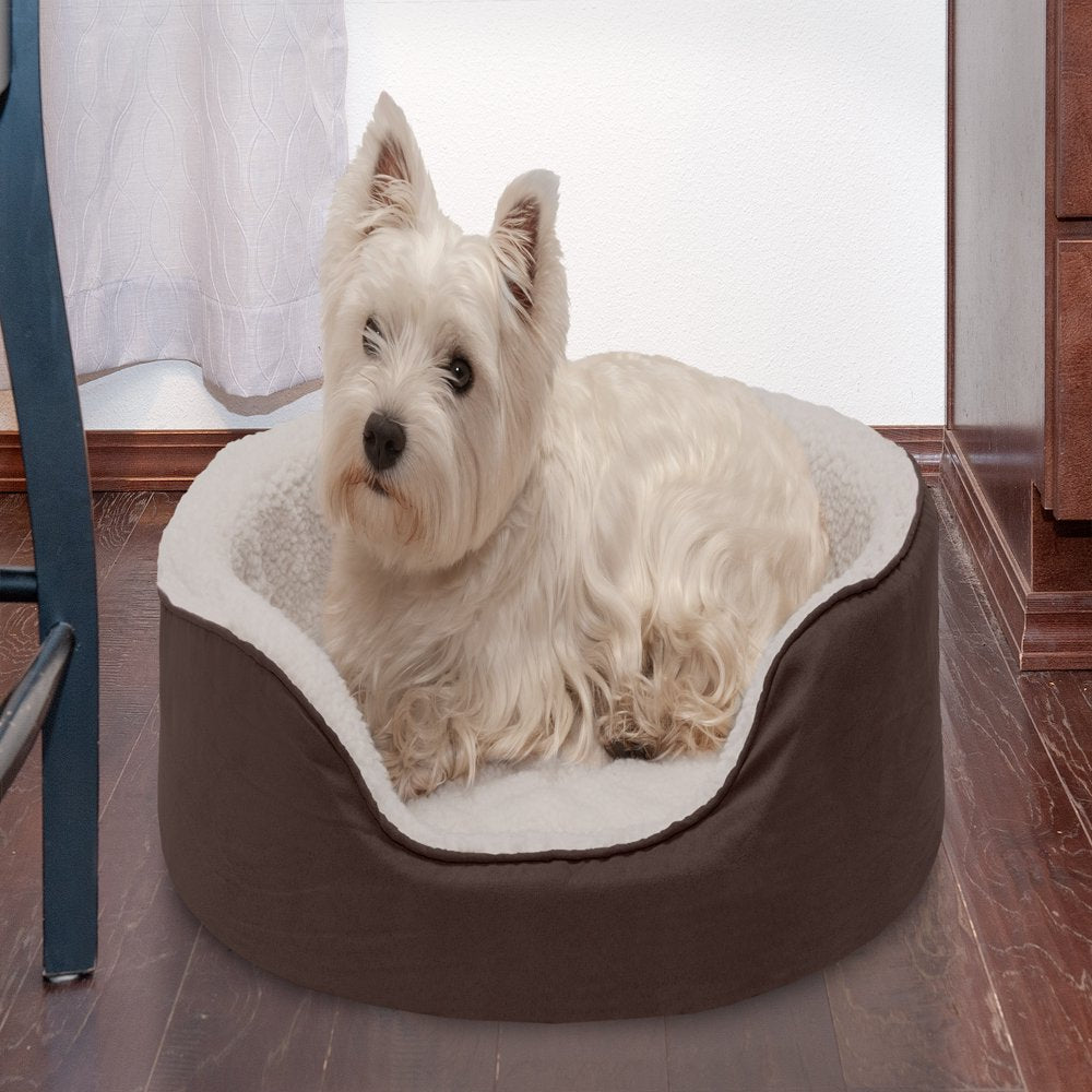 Furhaven | Orthopedic Faux Sheepskin & Suede Oval Pet Bed for Dogs & Cats, Espresso, Medium Animals & Pet Supplies > Pet Supplies > Cat Supplies > Cat Beds FurHaven Pet   