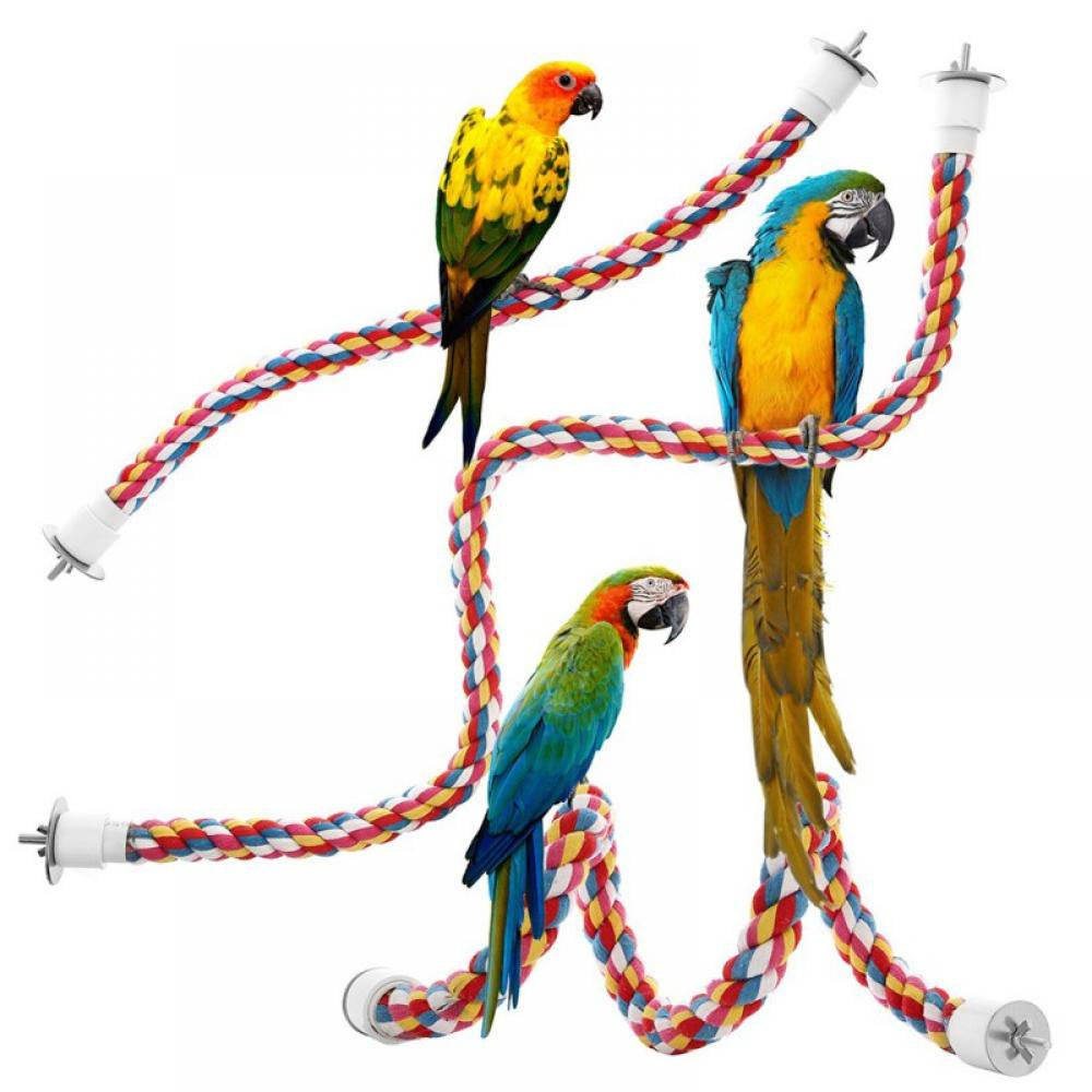 Bird Rope Perch Bungee Toys Colorful Flexible Step Parrot Ladder Swing Bridge Cotton Rope Stand Cage Accessories Animals & Pet Supplies > Pet Supplies > Bird Supplies > Bird Ladders & Perches Sunmark Size(S):15.7"  