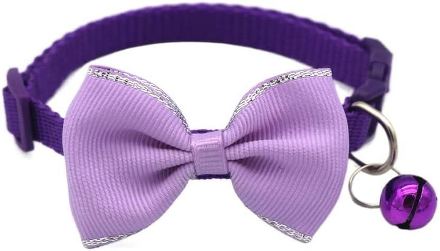 Dog Collar for Small Dogs,Soft Cat Collars Breakaway Pet Collar with Bow Tie Bells Pendant,Adjustable Collar for Small Medium Large Dogs(Yellow) Animals & Pet Supplies > Pet Supplies > Dog Supplies > Dog Apparel BEMEI Purple  