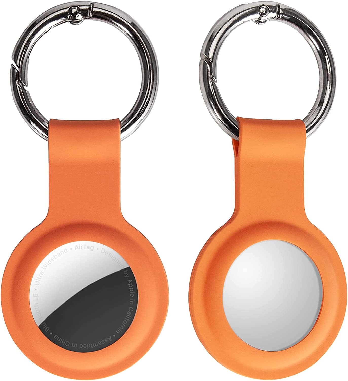 Silicone Case for Airtags 2021 Protective Cover Tracker/Locator with Keychain for Suitcases Bags Keys Pets - Orange