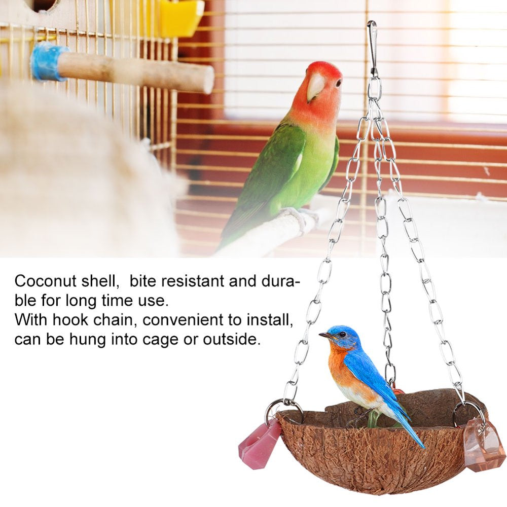 Octpeak Birds Toy, Hanging Basket,Pet Birds Toy Squirrel Coconut Shell Hanging Basket Sling with Acrylic Rings for Hammock Animals & Pet Supplies > Pet Supplies > Bird Supplies > Bird Toys Octpeak   