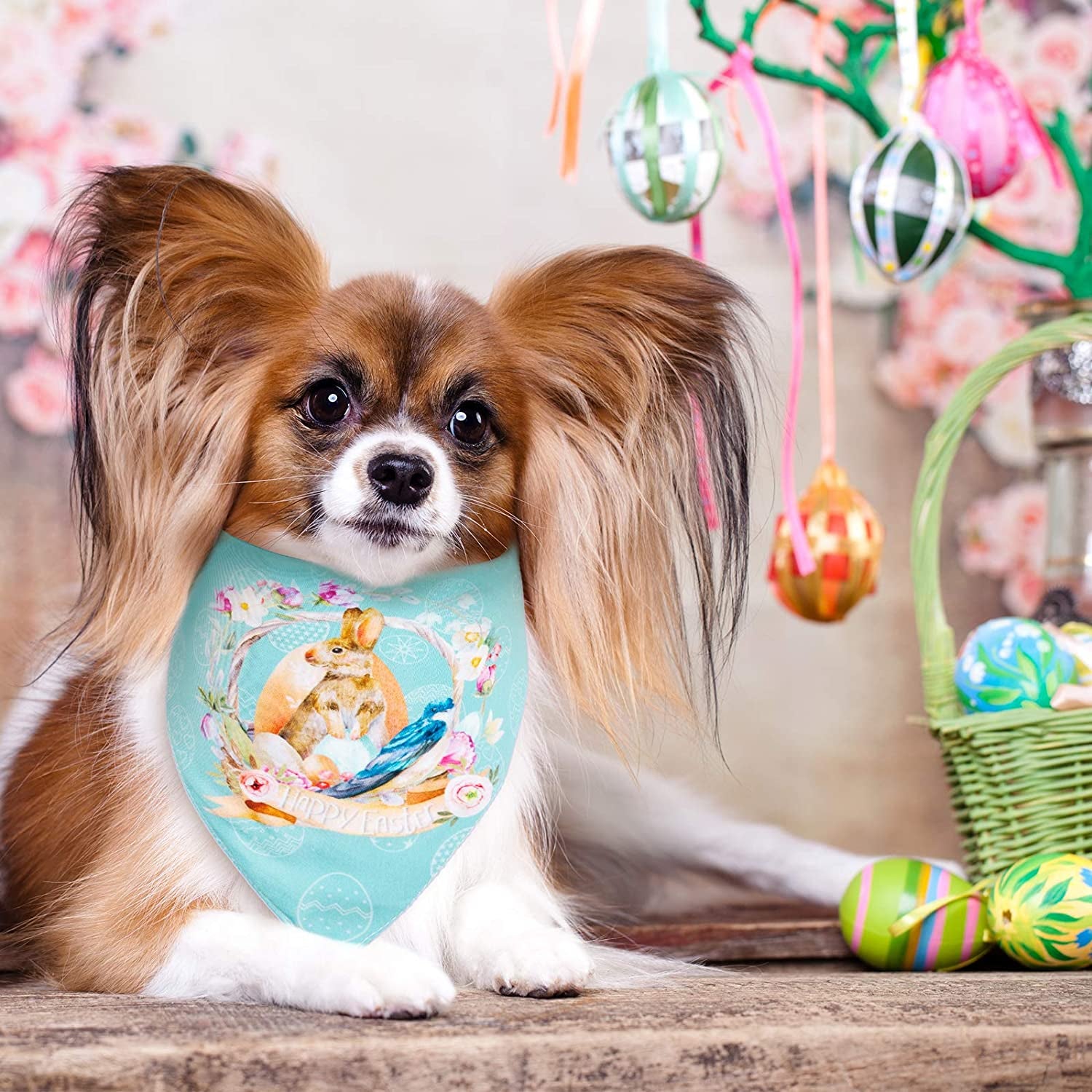 Whaline 4Pcs Easter Dog Bandanas Double Sided Easter Bunny Pet Bandanas Easter Design Pet Scarf Accessories for Small Medium Large Puppy Cat Birthday Christmas Party Animals & Pet Supplies > Pet Supplies > Dog Supplies > Dog Apparel Whaline   