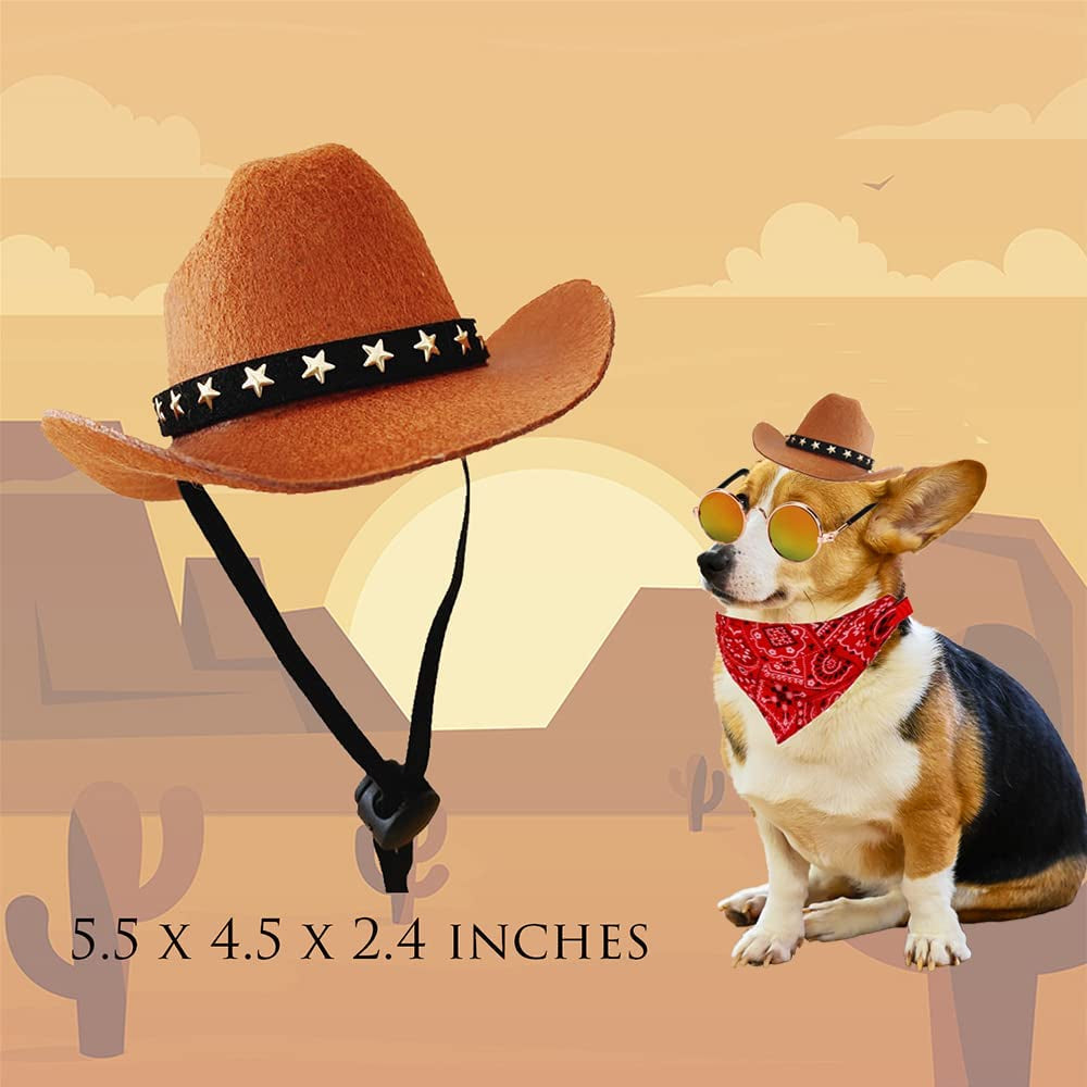 Gallarato Cowboy Costume for Pet Cowboy Bandanna Cowboy Hat for Pet Cowgirl Bandanna Sunglasses Hiphop Costume for Pet Hippie Costume Animals & Pet Supplies > Pet Supplies > Dog Supplies > Dog Apparel GallaRato   