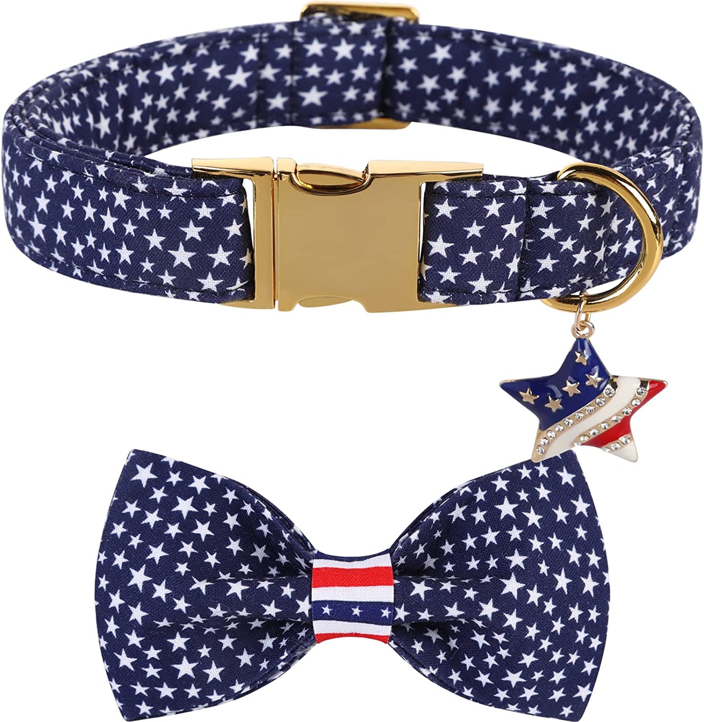 DOGWONG Easter Dog Collar with Bowtie, Easter Egg Holiday Dog Collar Comfortable Durable Dog Collar for Small Medium Large Dog Animals & Pet Supplies > Pet Supplies > Dog Supplies > Dog Apparel DOGWONG Flag M（Pack of 1） 