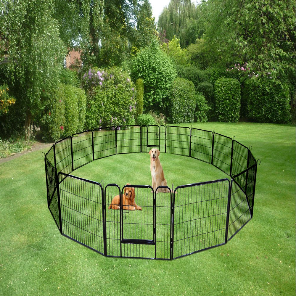 SKYLAND 24 Inch Metal Dog Pen Foldable 16 Panels Puppy Cat Exercise Fence Barrier Playpen Kennel Animals & Pet Supplies > Pet Supplies > Dog Supplies > Dog Kennels & Runs Skyland   