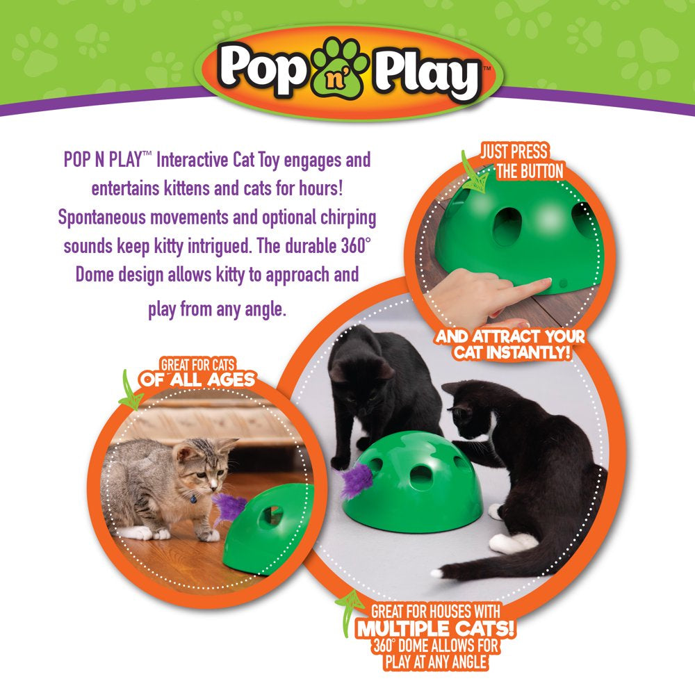 Pop N' Play Interactive Cat Toy, Motorized Peek-A-Boo Play with Mouse and Feather Toys, as Seen on TV Animals & Pet Supplies > Pet Supplies > Cat Supplies > Cat Toys All Star   