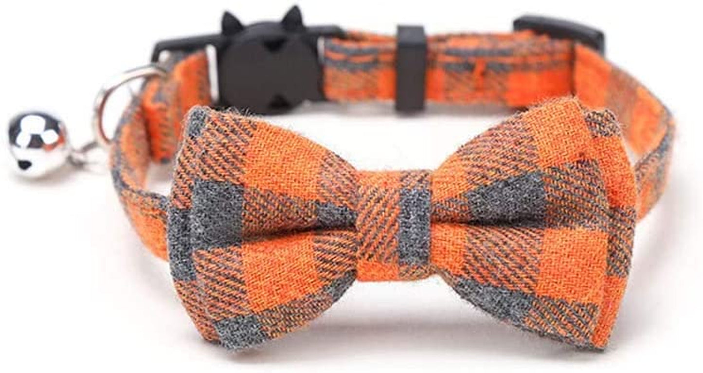 Colorful Plaid Small Dogs Collars Cat Necklaces, Pet Collars Dog Accessories Striped Bowknot Cat Collars(Orange) Animals & Pet Supplies > Pet Supplies > Dog Supplies > Dog Apparel QUNJUN Multicolor,Orange  