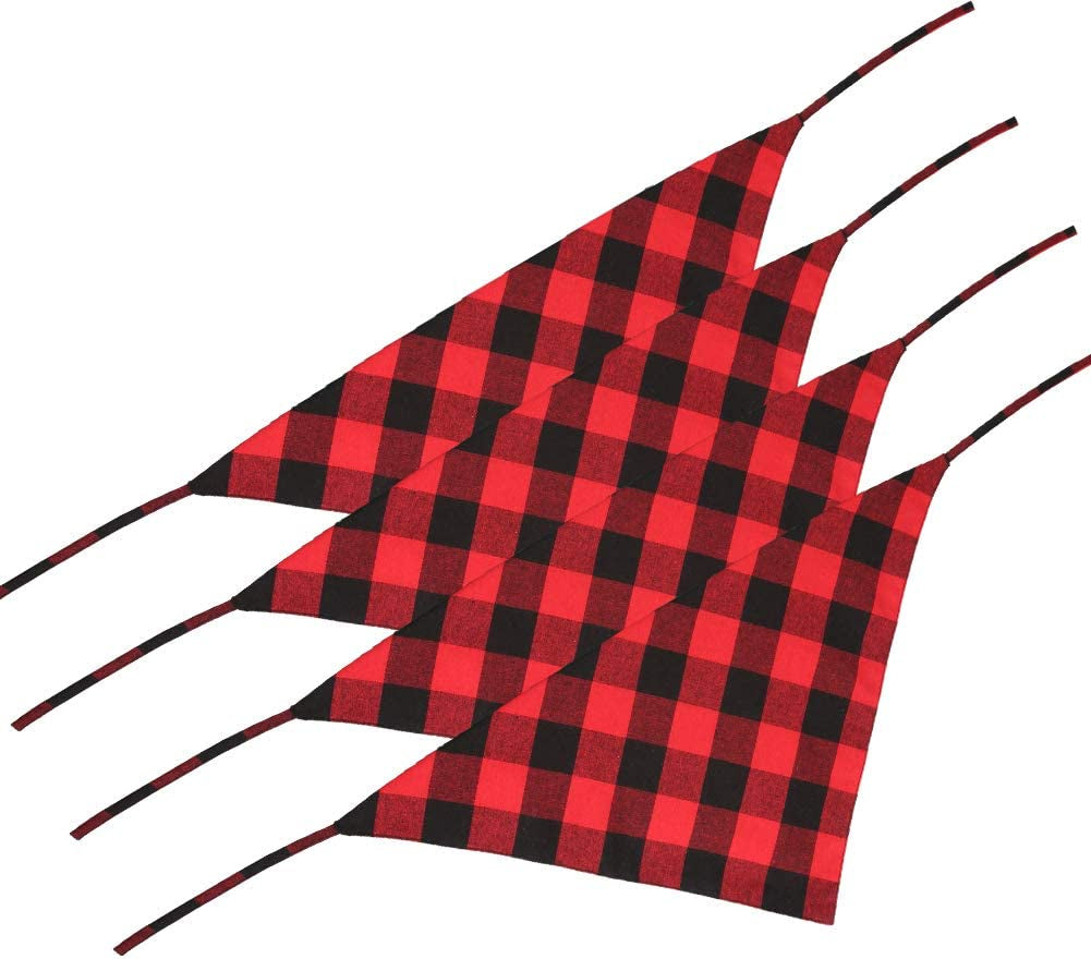 Lamphyface 4 Pcs Dog Bandana Christmas Pet Triangle Scarf Accessories Bibs Red Black Plaid Animals & Pet Supplies > Pet Supplies > Dog Supplies > Dog Apparel Jiaxing Haozhe clothing Co., Ltd.   