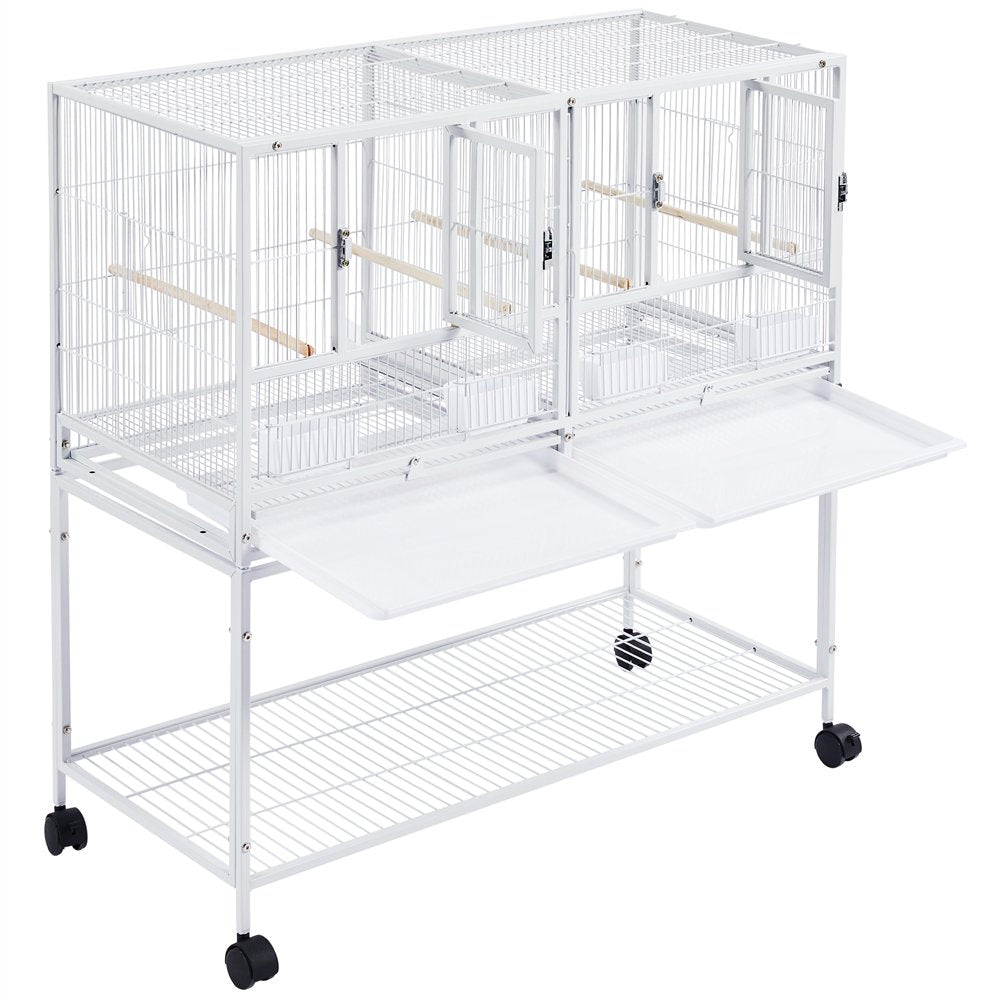 Topeakmart Stackable Wide Birdcage Divided Breeder Cage with Rolling Stand, White Animals & Pet Supplies > Pet Supplies > Bird Supplies > Bird Cages & Stands Topeakmart   