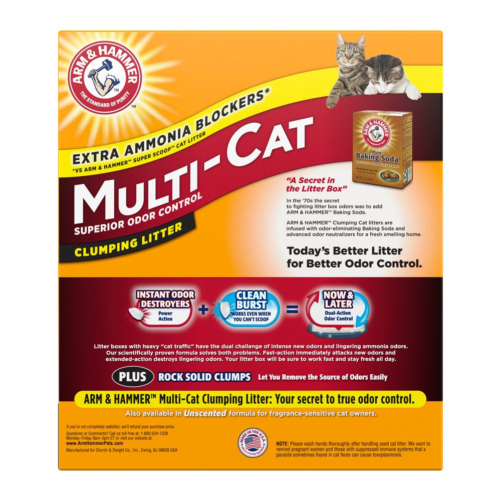 Arm & Hammer Multi-Cat Superior Odor Control with Clean Burst Clumping Cat Litter, 40Lb Animals & Pet Supplies > Pet Supplies > Cat Supplies > Cat Litter Church & Dwight Co., Inc.   