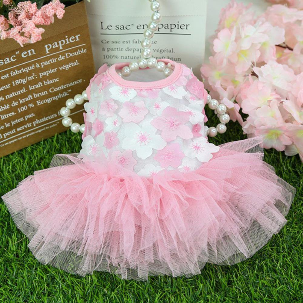 Dog Dress Summer Pet Clothes Pet Floral Gauze Princess Dress for Dogs Sweet Puppy Wedding Dresses Vest Apparel for Dogs and Cats Animals & Pet Supplies > Pet Supplies > Dog Supplies > Dog Apparel Xinhuaya   