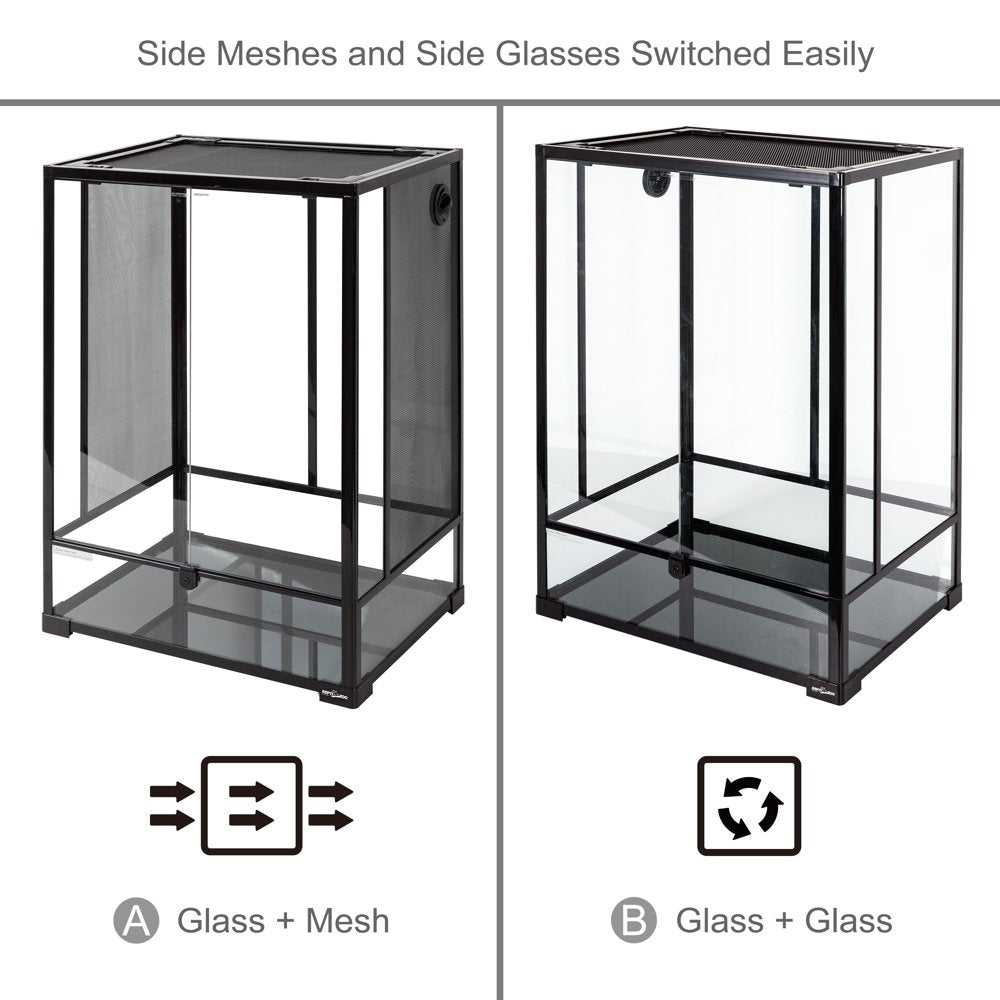 REPTIZOO Reptile Glass Terrarium with Double Hinge Door,Top and Side Meshes,Extra-Tall 23.6" X 17.7" X 35.43", Easy Assembly Animals & Pet Supplies > Pet Supplies > Reptile & Amphibian Supplies > Reptile & Amphibian Substrates Etan Pet Supplies Inc.   