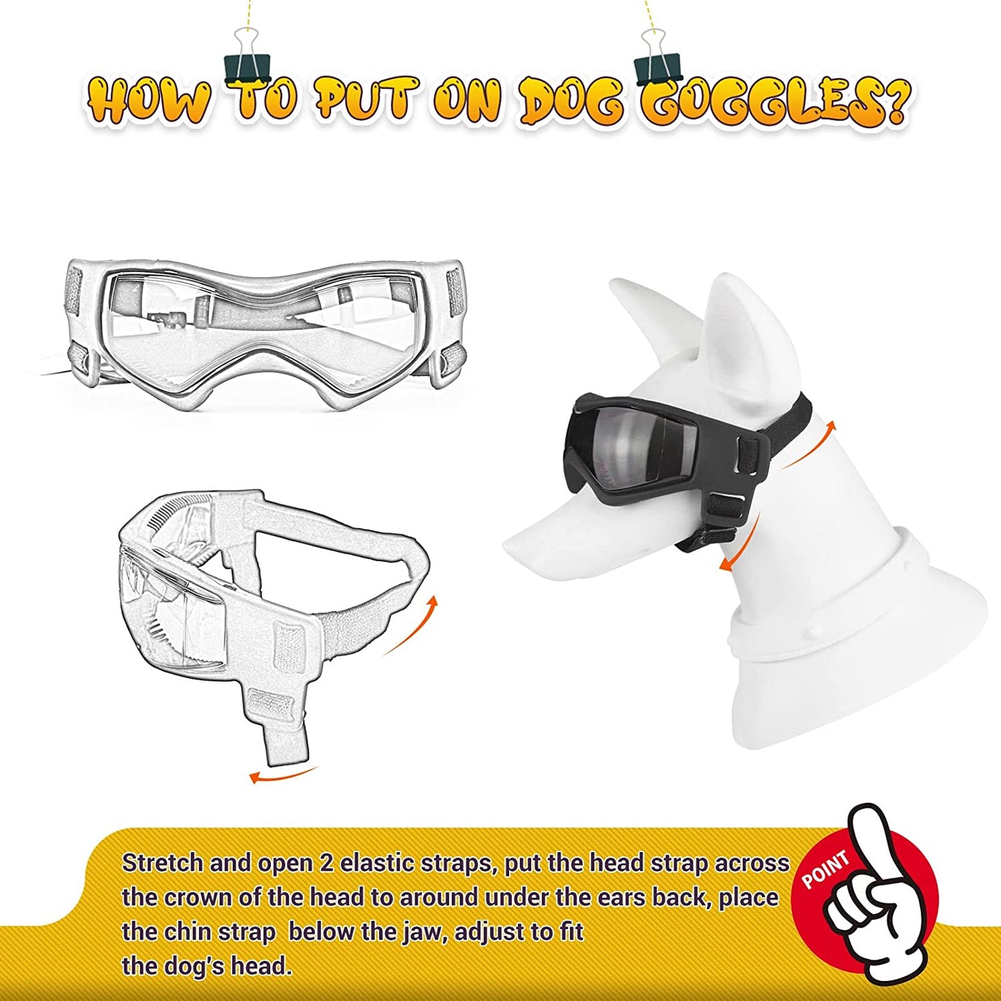 Enjoying Dog Goggles Small to Medium UV Protection Dogs Sunglasses Windproof Antifog Pet Glasses for Doggy Eye Wear, Soft Frame, Orange Animals & Pet Supplies > Pet Supplies > Dog Supplies > Dog Apparel Enjoying   