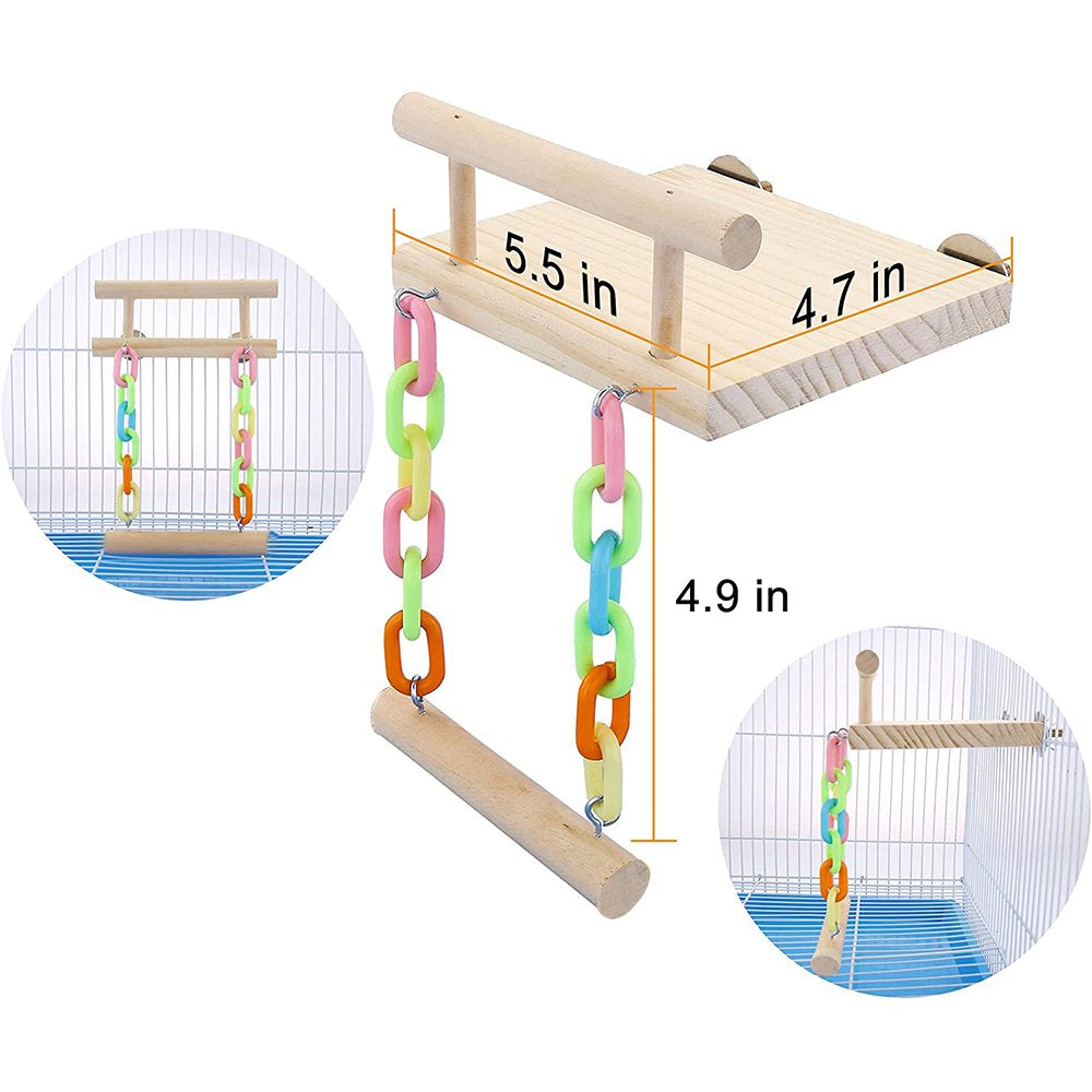 Bird Perch Stand Toy, Parrot Bird Cage Platform & Swing Gym Accessories for Parakeets Cockatiels, Conures, Macaws, Finches Animals & Pet Supplies > Pet Supplies > Bird Supplies > Bird Cage Accessories Balleen.e   