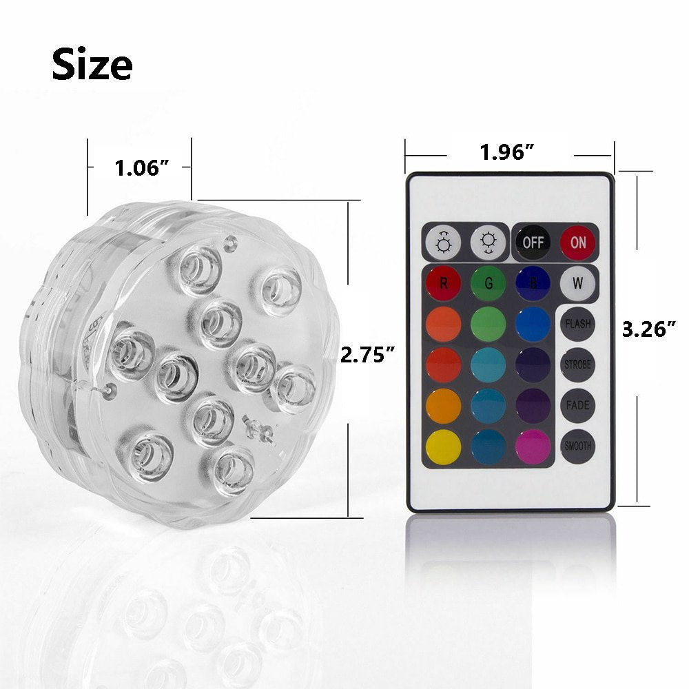 LED Submersible Lights 16 Colors Changing Underwater Lights, Battery Powered Pond Lights with IR Remote Controller, Waterproof Light for Fountain, Fish Tank, Aquarium (2 PCS) Animals & Pet Supplies > Pet Supplies > Fish Supplies > Aquarium Lighting HUA TRADE   