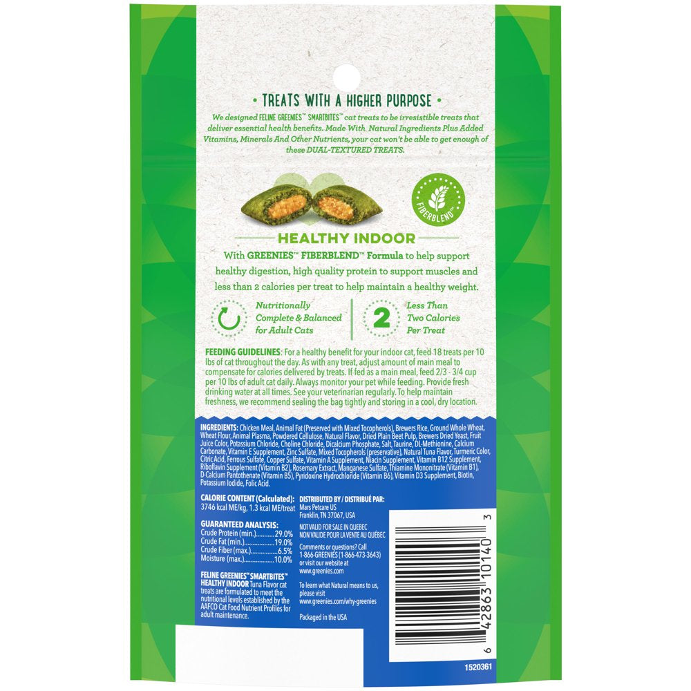 FELINE GREENIES SMARTBITES HEALTHY INDOOR Natural Treats for Cats, Tuna Flavor, 2.1 Oz. Pouch Animals & Pet Supplies > Pet Supplies > Cat Supplies > Cat Treats Mars Petcare   