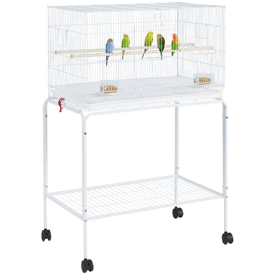 Topeakmart 47-In Flight Cage with Rolling Stand for Small Birds Parrots Parakeets Conures, White Animals & Pet Supplies > Pet Supplies > Bird Supplies > Bird Cages & Stands Topeakmart White  