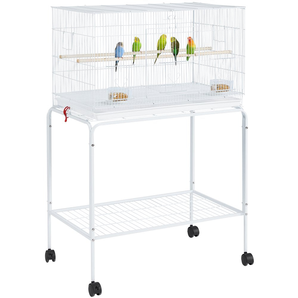 Smilemart 47" Metal Bird Cage with Slide-Out Tray and Rolling Stand, Black Animals & Pet Supplies > Pet Supplies > Bird Supplies > Bird Cages & Stands SmileMart White  