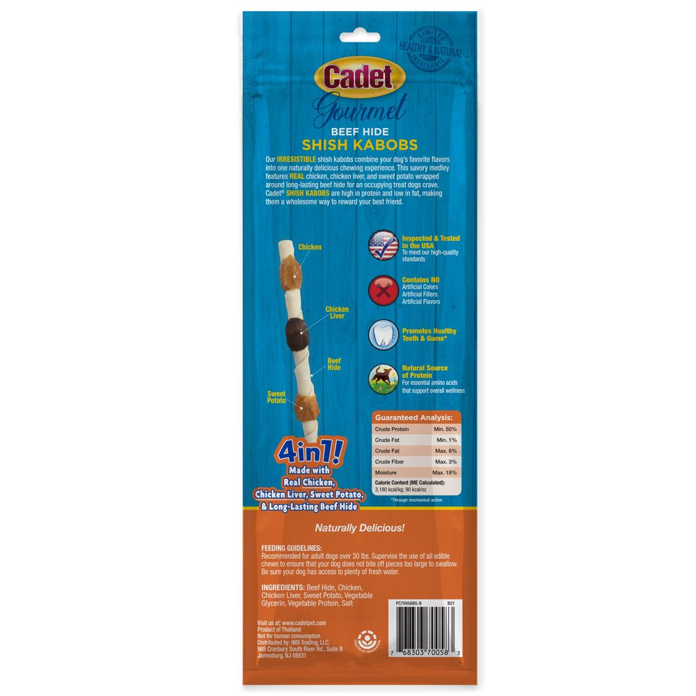 Cadet Gourmet Beef Hide Shish Kabob Dog Treats Beef Hide X-Large 10" (2 Count) Animals & Pet Supplies > Pet Supplies > Small Animal Supplies > Small Animal Food Central Garden and Pet   
