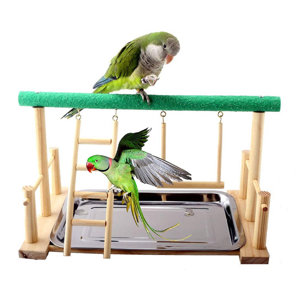 SPRING PARK Parrot Play Stand Bird Playground Wood Perch Gym Playpen Ladder with Feeder Animals & Pet Supplies > Pet Supplies > Bird Supplies > Bird Gyms & Playstands SPRING PARK   