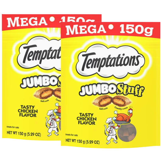 Temptations Jumbo Stuff Tasty Chicken Flavor Crunchy and Soft Cat Treats Food Great Snack for Adult Cats, 5.29 Oz - Pack of 2 Animals & Pet Supplies > Pet Supplies > Cat Supplies > Cat Treats NS   