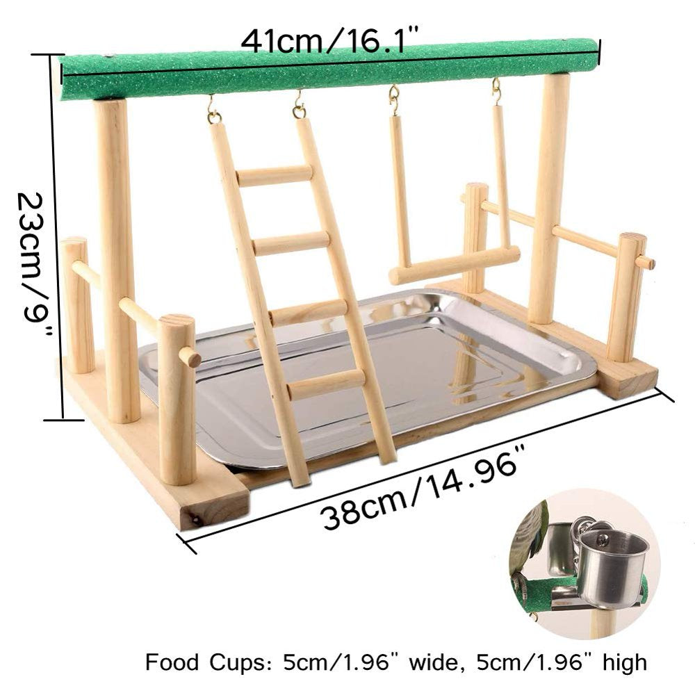 QBLEEV Parrots Playstand Bird Playground Wood Perch Gym Stand Playpen Ladder with Toys Exercise Playgym for Conure Lovebirds Animals & Pet Supplies > Pet Supplies > Bird Supplies > Bird Gyms & Playstands QBLEEV   