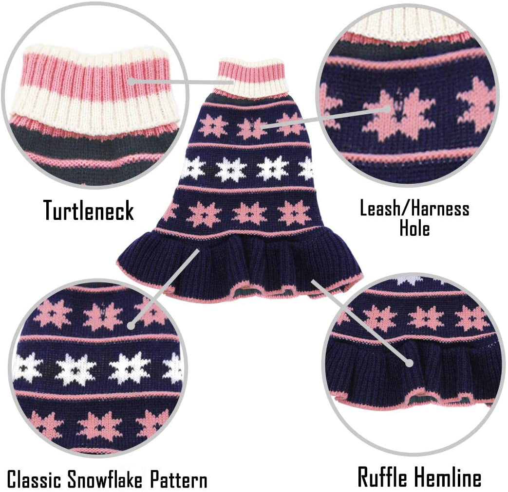 KYEESE Dog Sweaters for Small Dogs Turtleneck Dog Sweater Dress Knit Pullover Warm Animals & Pet Supplies > Pet Supplies > Dog Supplies > Dog Apparel kyeese   