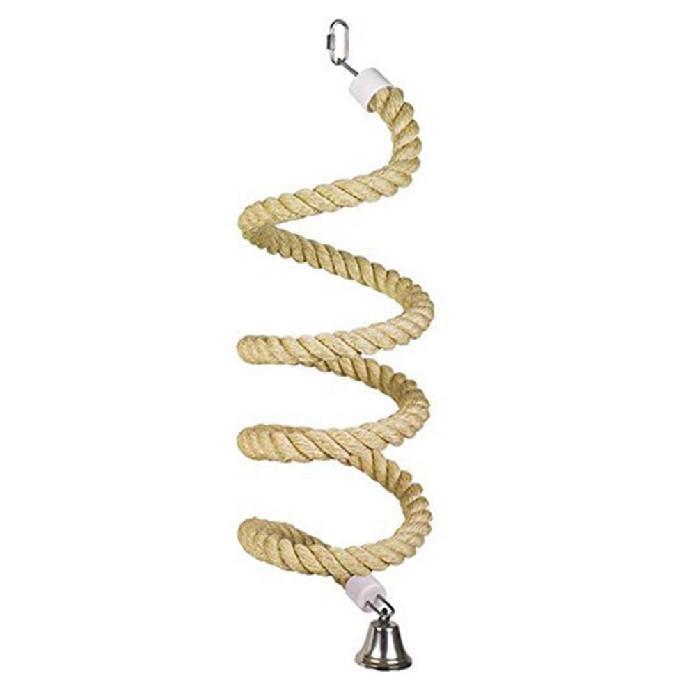 SPRING PARK Pet Bird Spiral Cotton Rope Perches with Bell Chewing Cage Hanging Swing Toy Birdcage Accessories Animals & Pet Supplies > Pet Supplies > Bird Supplies > Bird Cage Accessories SPRING PARK   