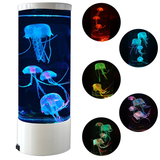 Jellyfish Lava Lamp Multi-Color Changing Aquarium Night Light with 5 Glowing Jellyfish Electric Tank Mood Light Home Office Room Desk Decor Lamp Gift for Kids Men Women for Christmas Birthday Animals & Pet Supplies > Pet Supplies > Fish Supplies > Aquarium Lighting Vaticas White  