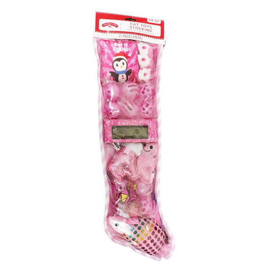 Holiday Time Cat Toys Stocking, 21 Pieces, Pink Animals & Pet Supplies > Pet Supplies > Cat Supplies > Cat Toys IMPORT-POLYTOYS INDUSTRIAL CO Pink  
