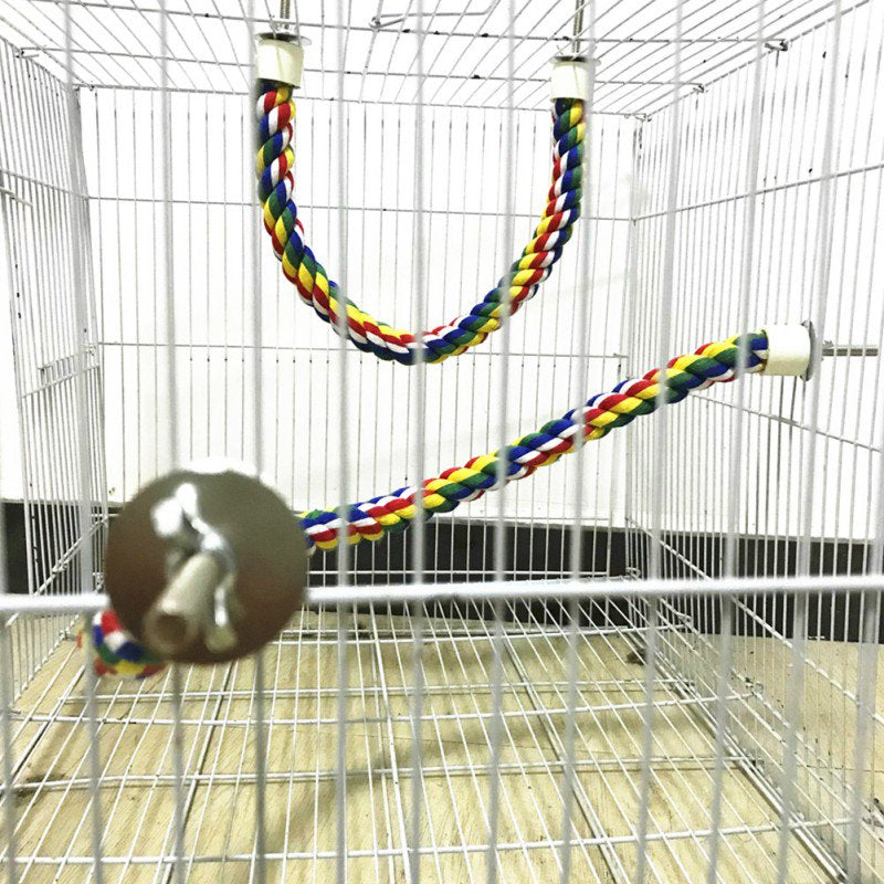 S - XL Comfy Parrot Pet Bird Rope Perch Cage Cotton Bungee Toy Accessories