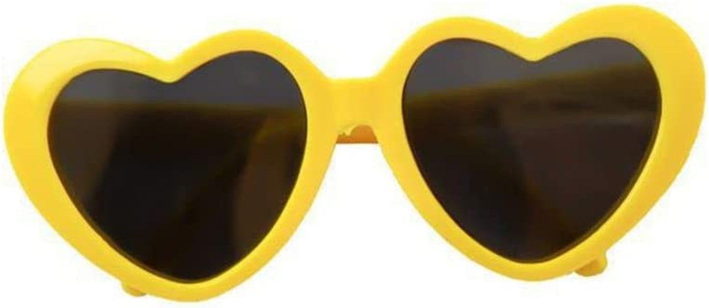 Pet Sunglasses Cute Pet Dog Sunglasses Cat Glasses Heart Sun Flower Glasses for Maltese Hiromi Poodle Small Dogs Cat Accessories(Pink) Animals & Pet Supplies > Pet Supplies > Dog Supplies > Dog Apparel Houchu Yellow  