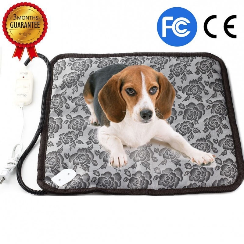 Upgraded Pet Heating Pad ,Temperature Adjustable Pet Bed Heater Warmer with Chew Resistant Cord,Waterproof Heating Pad for Dogs Cats,Soft Cat Dog Heated Bed Mat,Indoor Pet Thermal Pad