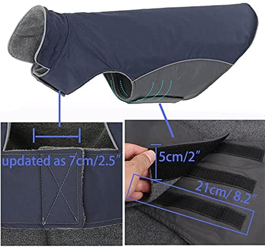 Winter Dog Coat 100% Waterproof Thicken Dog Jacket for Lab Pitbull Doberman Standard Poodle,German Sheperd Large Bread Dog(Navy,3Xl) Animals & Pet Supplies > Pet Supplies > Dog Supplies > Dog Apparel BONAWEN   