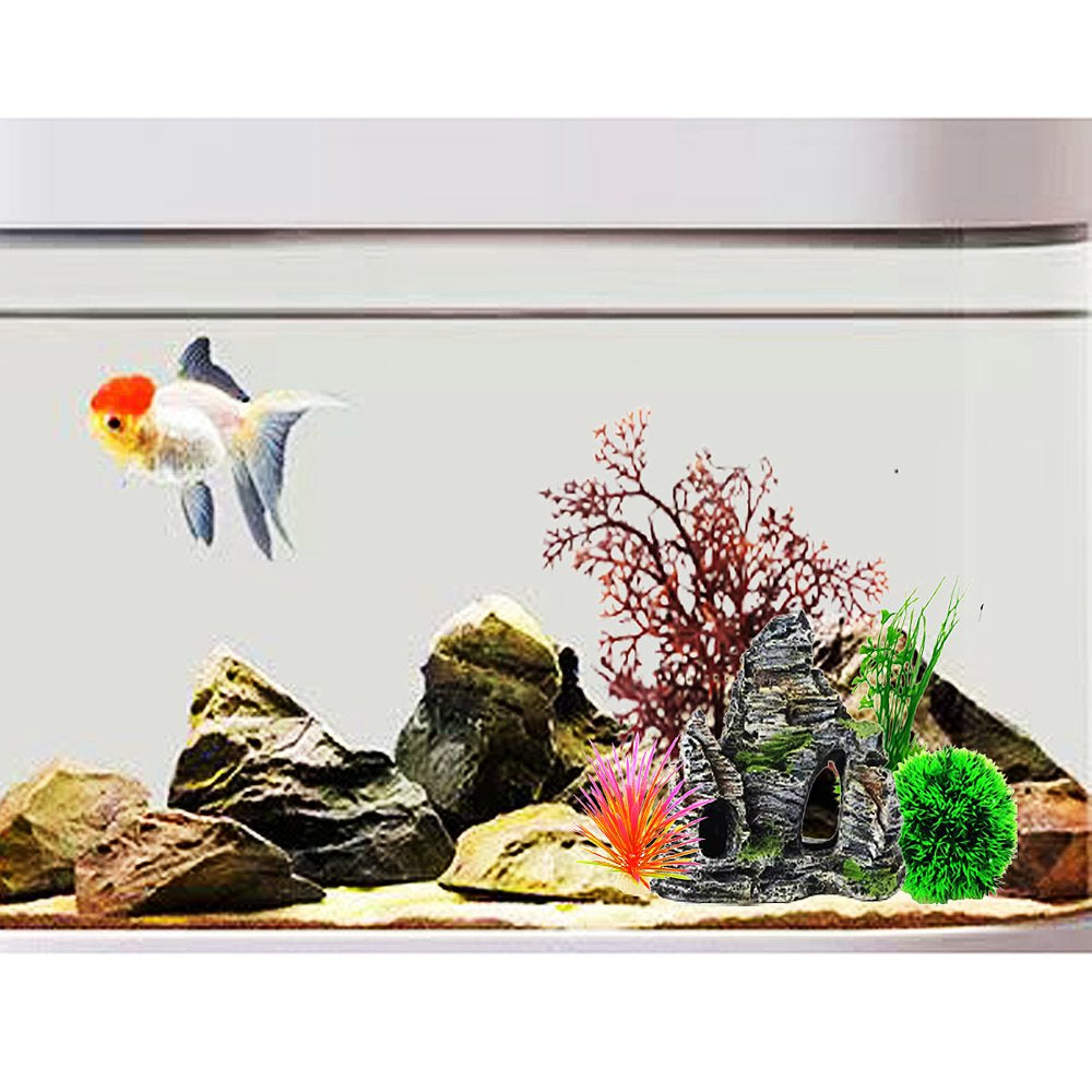 Fish Tank Decorations Aquarium Plants Rocks Plastic Cave Rock Decor Artificial Fish Tank Plants 8PCS Animals & Pet Supplies > Pet Supplies > Fish Supplies > Aquarium Decor MetMetalrt   