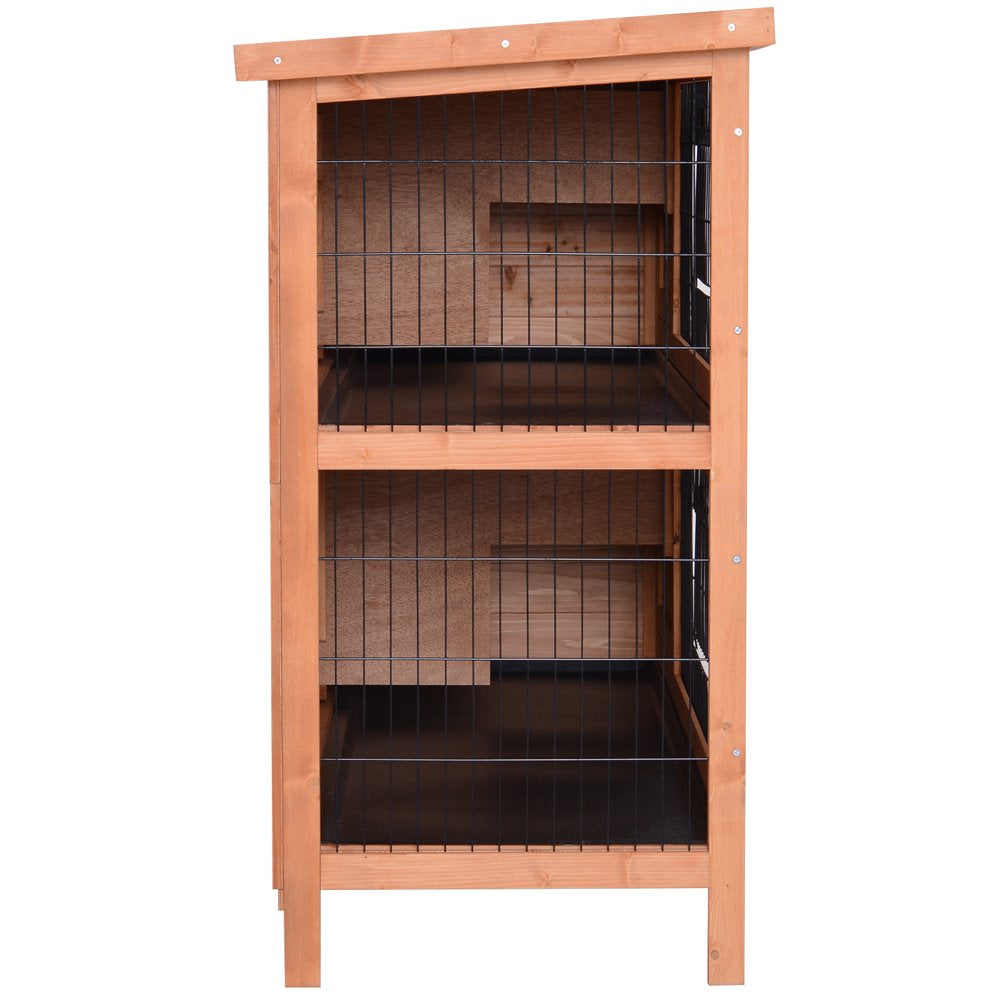 Pawhut 54" 2-Floor Large Rabbit Hutch Wooden Pet House Bunny Cage Small Animal Habitat with Lockable Doors Run Asphalt Roof for Outdoor Use Gray Animals & Pet Supplies > Pet Supplies > Small Animal Supplies > Small Animal Habitats & Cages Aosom LLC   