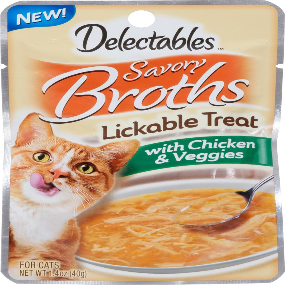 Hartz Delectables Savory Broths Lickable Wet Cat Treats for Adult & Senior Cats, 12 Pack, Chicken and Veggies Animals & Pet Supplies > Pet Supplies > Cat Supplies > Cat Treats The Hartz Mountain Corporation   