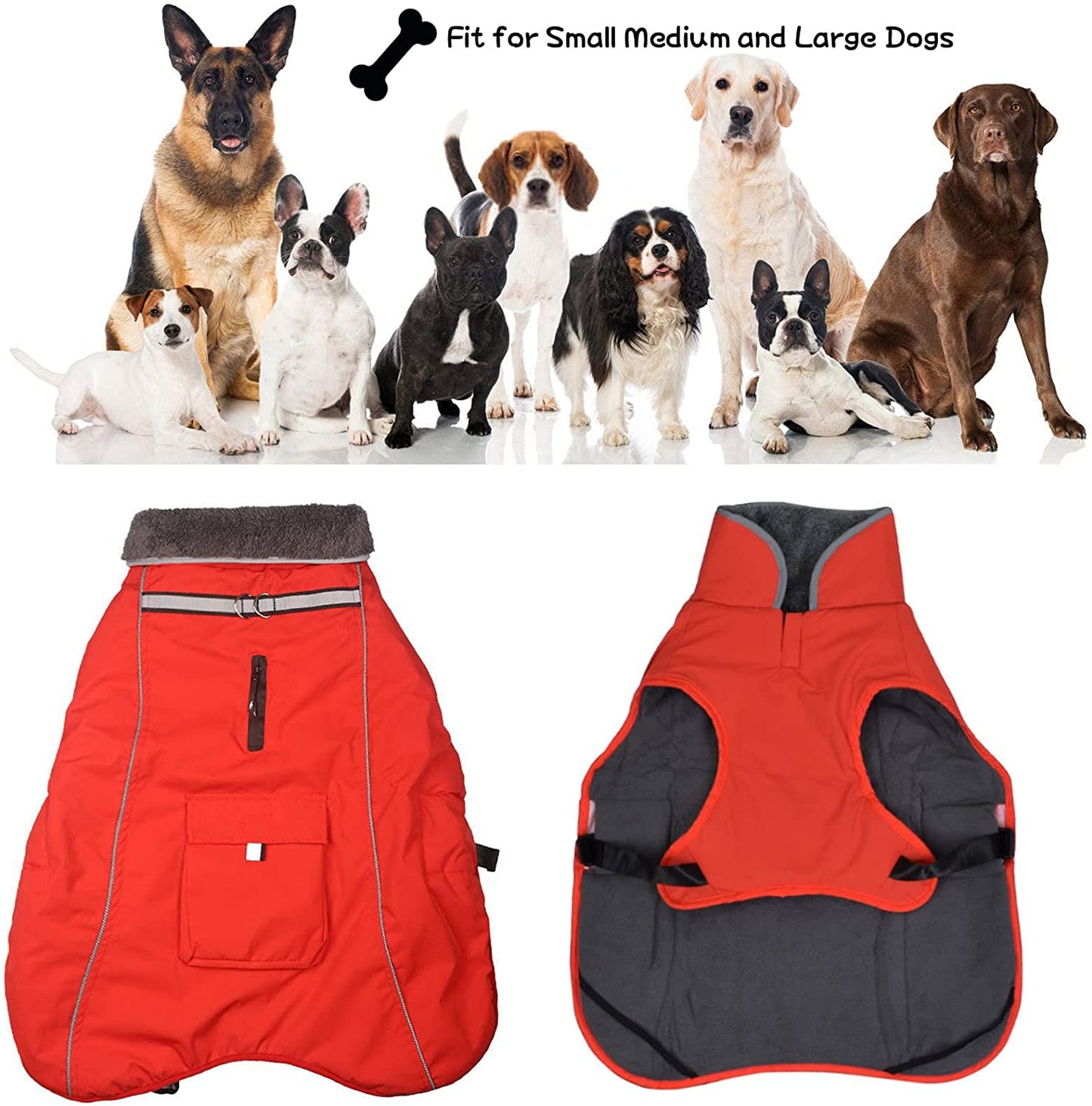 Dog Cold Weather Coats Dog Apparel for Warm Dog Jacket Reflective Waterproof Windproof Dog Vest Winter Coat Warm for Small Medium Large Dogs Sweaters Clothes Easy Put on and off （L-3XL） Animals & Pet Supplies > Pet Supplies > Dog Supplies > Dog Apparel Seicipet   