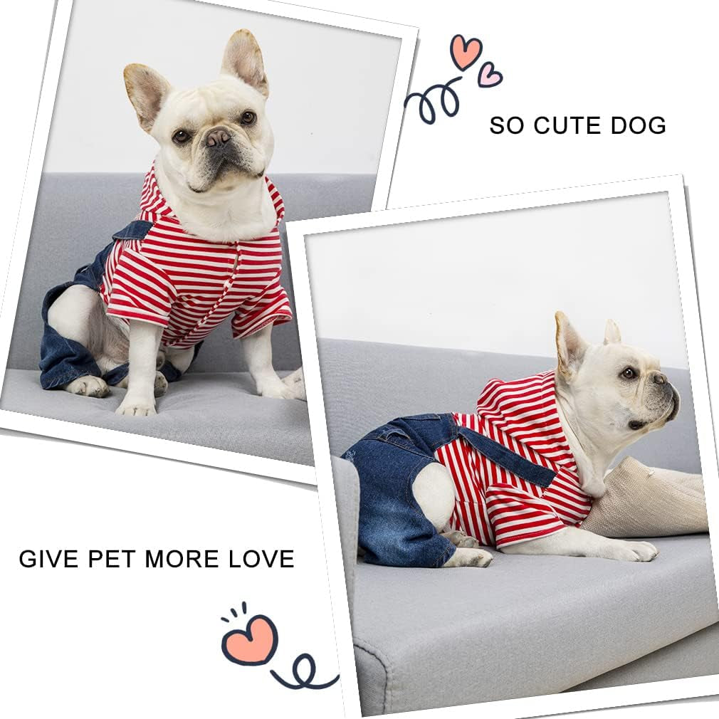 Companet Pet Clothes Pet Denim Dog Jeans Jumpsuit Overall Strip Hoodie Coat Small Medium Dogs Cats Classic Jacket Puppy Blue Vintage Washed Animals & Pet Supplies > Pet Supplies > Dog Supplies > Dog Apparel mondon   