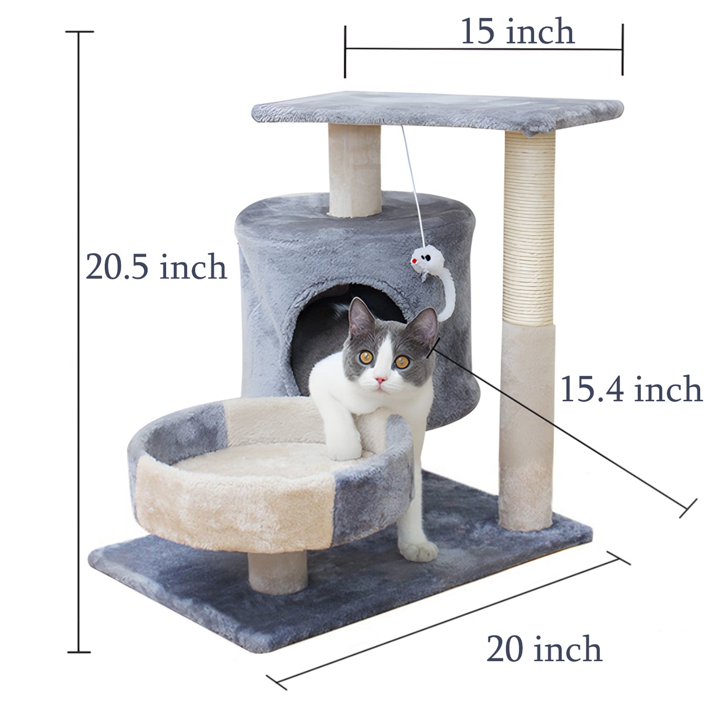 Walchoice Cat Tree Cat Tower for Indoor Cats, Cat Furniture with Scratching Post, Condo for Kittens, Medium Cats - Gray Animals & Pet Supplies > Pet Supplies > Cat Supplies > Cat Furniture Walchoice   