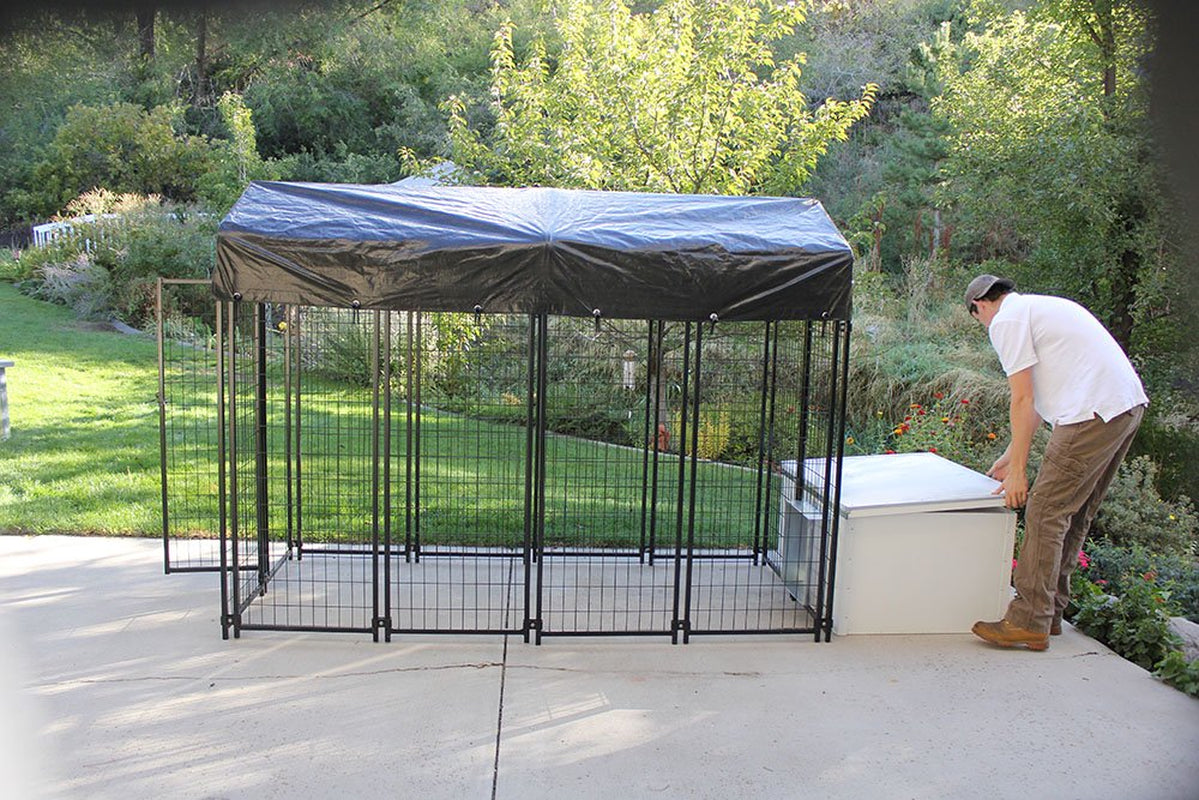 K9 Condo 4' X 8' Dog Run with Insulated Cube Dog House Combination-Basic Animals & Pet Supplies > Pet Supplies > Dog Supplies > Dog Kennels & Runs Cove Products   