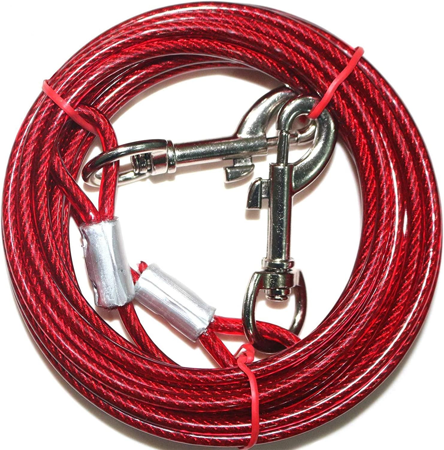 15Ft Dog Cable,Dog Tie Out Cable up to 125 Pounds,Dog Runner for Yard, Tie Out Cable for Dogs for Camping,Hiking,Running,Parks(Red) Animals & Pet Supplies > Pet Supplies > Dog Supplies > Dog Apparel NEODIKO-15 Red  