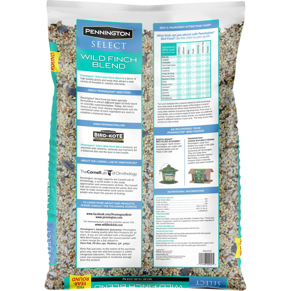 Pennington Select Wild Finch Blend, Wild Bird Seed and Feed, 10 Pounds Animals & Pet Supplies > Pet Supplies > Bird Supplies > Bird Food CENTRAL GARDEN & PET COMPANY   