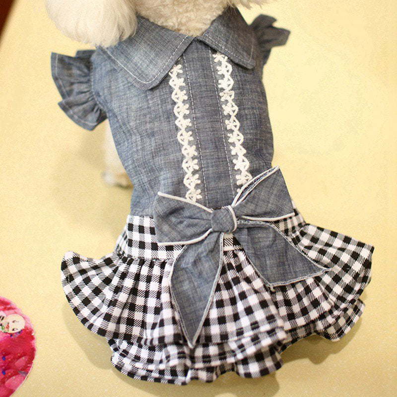 Dog Denim Dress, Cute Pet Skirt Clothes Apparel for Small Dogs Puppy Cats Animals & Pet Supplies > Pet Supplies > Dog Supplies > Dog Apparel Avail   